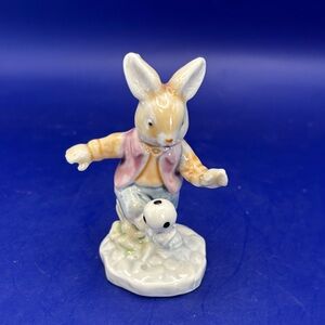 Vtg. Albert Kessler Rabbit Soccer Ball Bunny Figurine Porcelain Ceramic